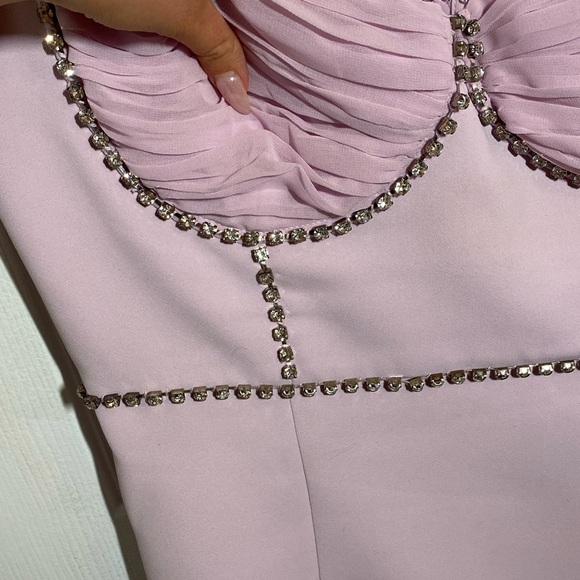 Self-Portrait Pink Chiffon and Crepe Mini Dress - Picture 5 of 8